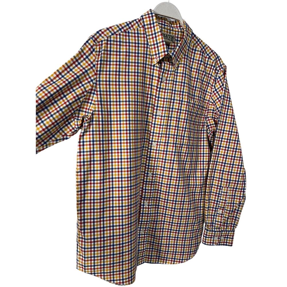 Duluth Trading Co Checkered Trim Fit Long Sleeve Oxford Work Shirt Mens Large - Picture 10 of 13
